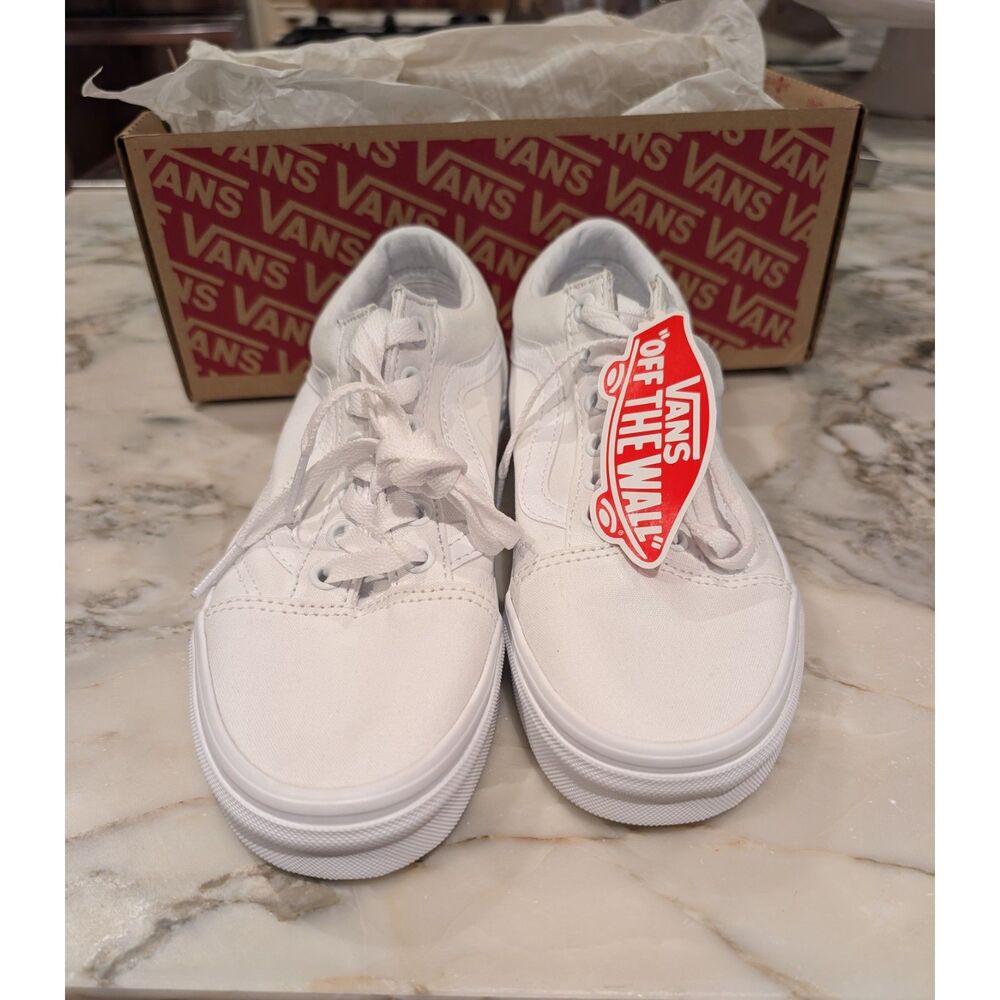 Vans Old Skool True White Canvas Skate Shoes NIB Men 5.5 Women 7